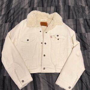 Levi's Premium Brown Leather Patch Sherpa Jacket